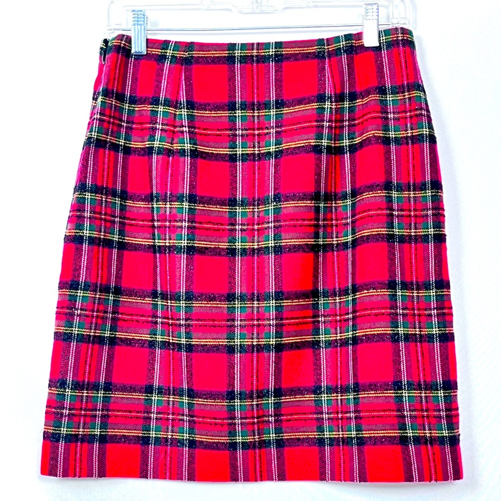 Tolbots Red plaid Sparkle A- Line Skirt 4P
